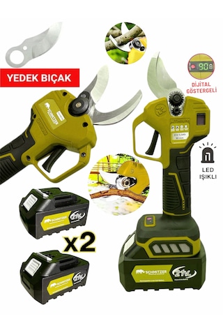 Schmıtzer S-2lıbudama Pro Set 21v Çelik Şanzuman 2 Pala Ve Zincir Şarjlı Dal Ağaç Kesme Bağ Budama Makas Testere