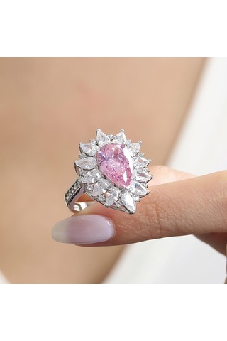 Mia Vento Effective Diamond Londra Tutkusu Pink Taşlı Gümüş Yüzük