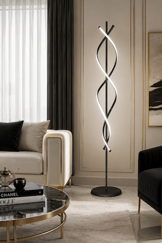 Tornado Siyah Renk Gün Işığı Ledli Modern Tasarım Salon - Yatak Odası Led Lambader