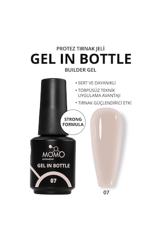 Momo Professional Gel In Bottle No.07 Akıllı Fırçalı Protez Tırnak Jeli Natural 18 Ml