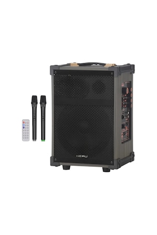 Hepu Hp-976 Partybox Bluetooth Hoparlör 8 Woofer 40w Güç 2 Kablosuz Mikrofon Kumanda