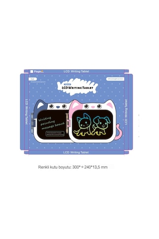 Ccgloball 10 Inç Karikatür Kedi Renkli Lcd Yazı Tahtası Çocuk Grafiti Çizim Tahtasında Lcd Elektronik Işıklı Yazı Tahtası Azur Mavi