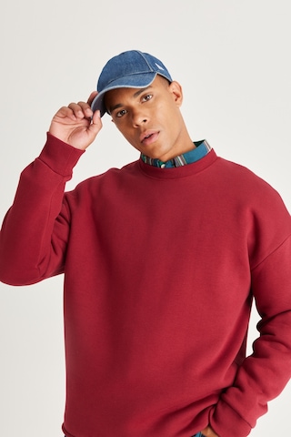 AC&Co / Altınyıldız Classics Erkek Bordo Oversize Fit Bol Kesim Pamuklu İçi Polarlı Bisiklet Yaka Sweatshirt Bordo