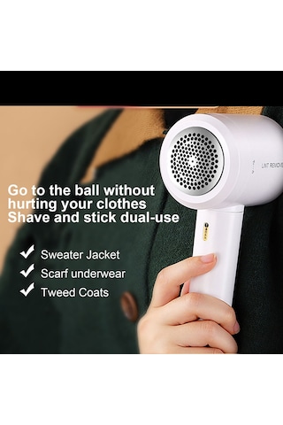 Monyee Ev İçin Elden Usb Şarjlı İki Fonksiyonlu Kumaş Telli Ve Tüy Temizleyici - Hızlı Kaldırma, Ergonomik Tasarım Beyaz