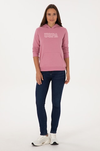 U.S. Polo Assn. Kadın Koyu Pembe Şardonlu Kapüşonlu Basic Sweatshirt 50313566-VR167