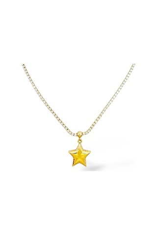 Su Yolu Bombe Yıldız Çelik Kolye Altın - Gümüş