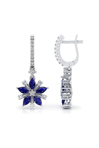 0,74 Karat Pırlantalı Safir Yıldız Küpe