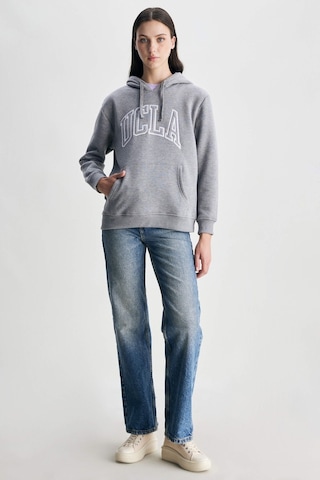 Ucla Rıley Gri Kapüşonlu Nakışlı Standard Fit Kadın Sweatshirt Gri