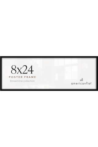 Siyah 8x24 Poster Çerçevesi - Parlak Pleksiglaslı İnce Kenarlıklı Fotoğraf Çerçevesi - Duvar İçin Yatay Ve Dikey Formatlar