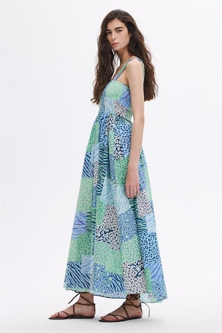 Sherin Mint Gipe Detaylı Midi Elbise-mint