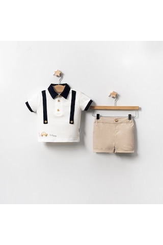 Yazlık Aksesuar Askılı Araba Baskılı Bebe 2'li Erkek Takım Lacivert