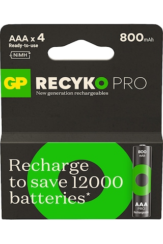 GP ReCyko Pro GP85AAAHCBLL - 2U4 800 mAh AAA Ni-MH Şarj Edilebilir İnce Kalem Pil 4'lü