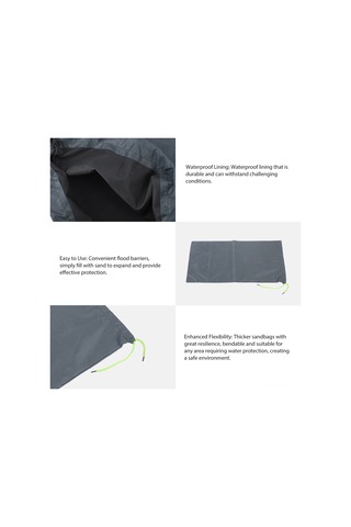 Qingmipy 10 Adet Kum Olmayan Sel Engeli Torbaları - 420d Poliester, Su Geçirmez, Çekmeceli - 25x50cm - Bodrum, Garaj Su Koruma Torbalı - Gri Diğer