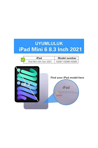 Apple Ipad Mini 7 2024 A17 Pro/mini 6 2021 Kılıf Uyumlu 360 Dönerli Tablet Kılıfı Kalem Kapaklı Kılıf