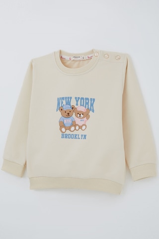 Breeze Kız Çocuk Sweatshirt Dost Ayıcıklar Baskılı 1.5-5 Yaş , Krem
