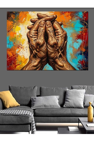 Soyut Eller Sanat Eseri Dekoratif Kanvas - Mdf Ahşap Tablo