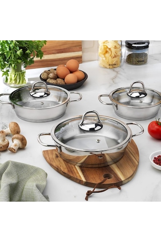 Schafer Eva Çelik Sahan Seti 6 Parça-ınox Kırmızı