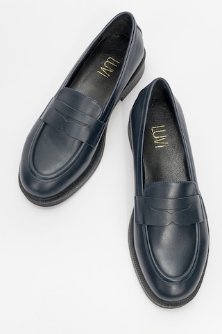 Luvishoes Luvi Shoes Pline Laci Cilt Hakiki Deri Kadın Loafer Ayakkabı Lacivert