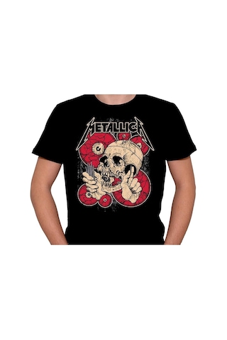 Metallica Skull Battery Guitar Electro Tişört Unisex T-shirt 001