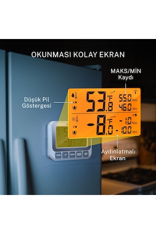 Thermopro Tp210 150m Sensörlü Derin Dondurucu Buzdolabı Max/min Sıcaklık Ölçer Termometre