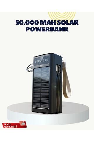 Led Aydınlatmalı Güneş Panelli Powerbank Seyahat Ve Kamp İçin