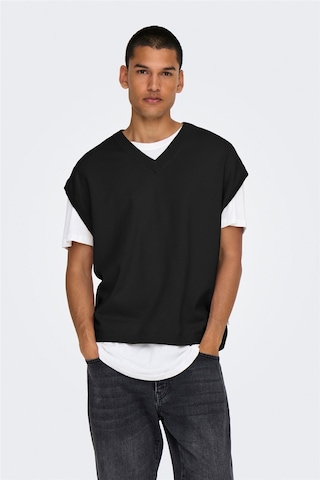 Only & Sons Onslusım Lıfe Rlx 12 V-neck Vest Knıt Erkek Siyah Yelek - 22030784 Siyah