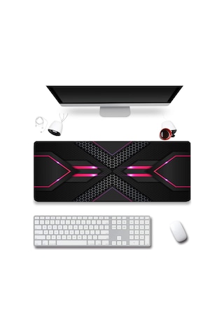 Sonictouch Prizma Kırmızı Petek Desenli Gamer Oyuncu Dikişsiz Sıvı Geçirmez Siyah Klavye Mouse Pad 3 Mousepad