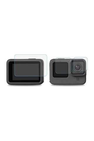 Ayex Hero 9 Temperli Cam Ekran Koruyucu Gopro Hero 9 10 11 12 13 Black Uyumlu
