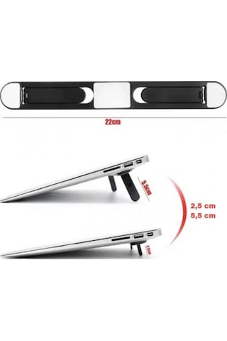 River World Laptoplar İçin Yapışkanlı Ve Katlanır 2 Kademeli Siyah Stand