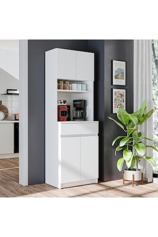 Napoli Çok Amaçlı Dolap Kiler Dolabı Mutfak Dolabı Beyaz