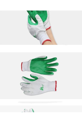 Tangshopping 12pcs Kaymaz Aşınmaya Dayanıklı Emek Koruma Eldivenleri Şantiye Inşaat Işleri Kalınlaşma Soğuk Geçirmez Bahçe Ev Yeşil8