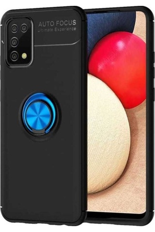 Samsung Uyumlu Galaxy A02s Kılıf Zore Ravel Silikon Kapak Siyah-Mavi