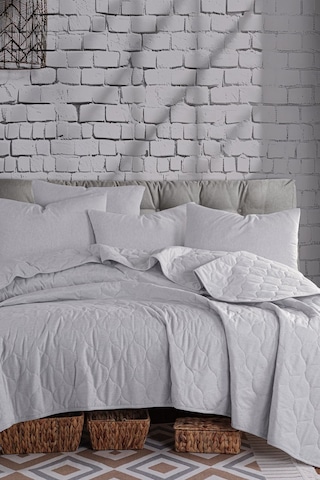 Eponj Home Kapitone Yatak Örtüsü Seti Tek Kişilik Solid Gri Gri