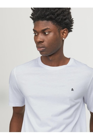 Jack & Jones Erkek Logo Nakis Islemeli Tisört - Paulos - 12245087 WHITE