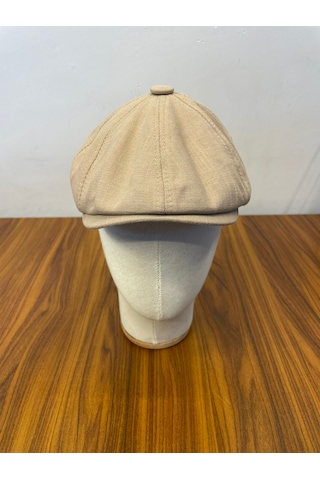 Hamze Peaky Blinders Tommy Shelby Model Keten Kasket Şapka Bej