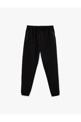 Koton Regular Fit Fermuarlı Cepli Pamuklu Beli Bağcıklı Jogger Eşofman Altı Gri 6sam40013mk
