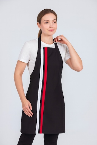 Kadın Boyundan Asmalı Çizgili Barista Şef Mutfak Önlüğü 60x85 Cm Siyah