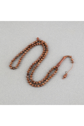 Kuka Orijinal Doğal Lapisdo İmzalı İstanbul Kesim 6x7mm Namaz Tesbihi Kahverengi