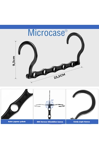 Microcase 5 Delikli Çok İşlevli Katlanabilir Askı Düzenleyici Organizer 3 Adet Al5358 Siyah