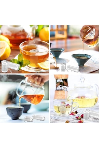 Geeksen Paslanmaz Çelik 4'lü Demlik Filtresi Seti - Büyük Boy Çay Süzmeye Uygun Gümüş