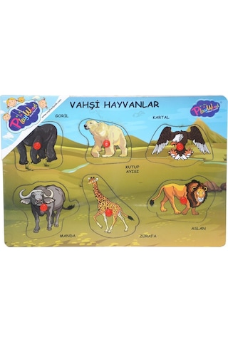 Ony-328 329 Onyıl Ahşap Tutmalı Vahşi Hayvanlar