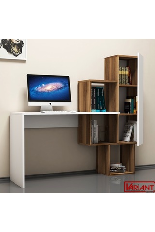 Variant Variant Açelya Kitaplıklı Çalışma Masası Ceviz-Beyaz Beyaz  -  Ceviz