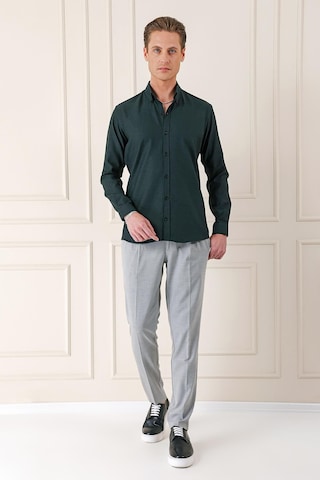 Efor Slim Fit Düğmeli Yaka Dokulu %100 Pamuk Klasik Siyah Gömlek Gk 724 Siyah