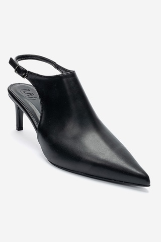 Luvishoes Rosalıe Siyah Cilt Sivri Burunlu Kadın Topuklu Ayakkabı