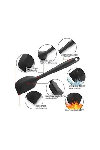 Isıya Dayanıklı Silikon Spatula Seti, 6 Parça, Siyah 0