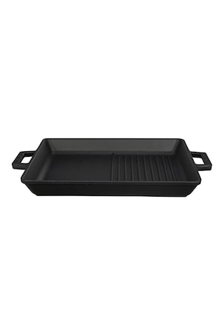 Metal Döküm Izgara Tava, 26x32 Cm Boyutunda Ve Siyah Renk 14 Cm