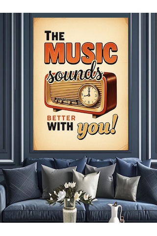 Müzik Ruhu Seninle Slogan Dekoratif Kanvas - Mdf Ahşap Tablo