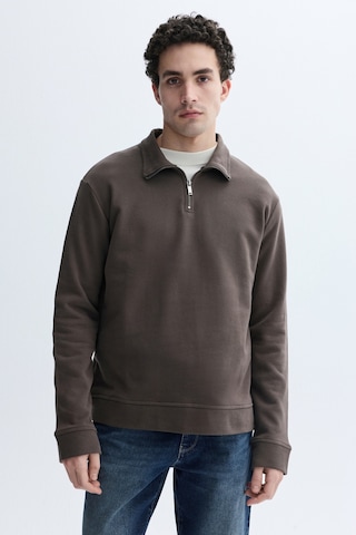Mudo Erkek Erkek Kahverengi Fermuarlı Dik Yaka Sweatshirt 1263436