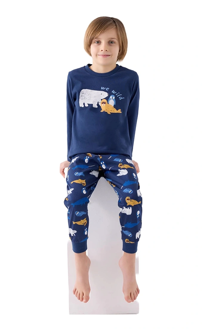 Rolypoly Rp3420-2 Erkek Çocuk Kışlık İkili Pijama Takım Koyu İndigo