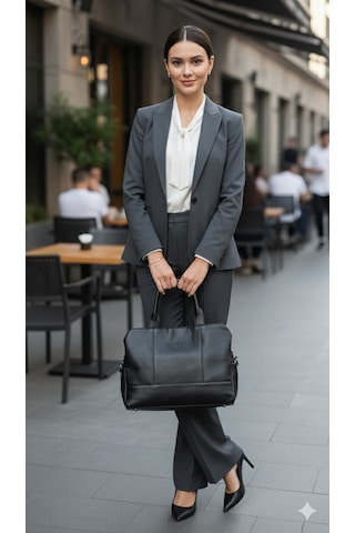 Kadın Evrak Çantası Büyük Geniş Hacimli Şık Günlük Omuz El Çantası 8683255013999 Siyah